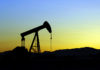 Fracking oil in sunset