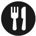 fork and knife in circle